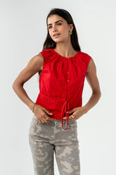 Tamika Ruched Top in Red - FINAL SALE