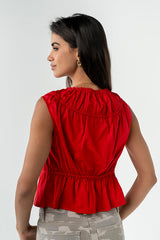 Tamika Ruched Top in Red - FINAL SALE