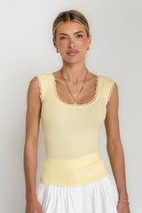 Sawyer Lace Trim Tank Top in Yellow