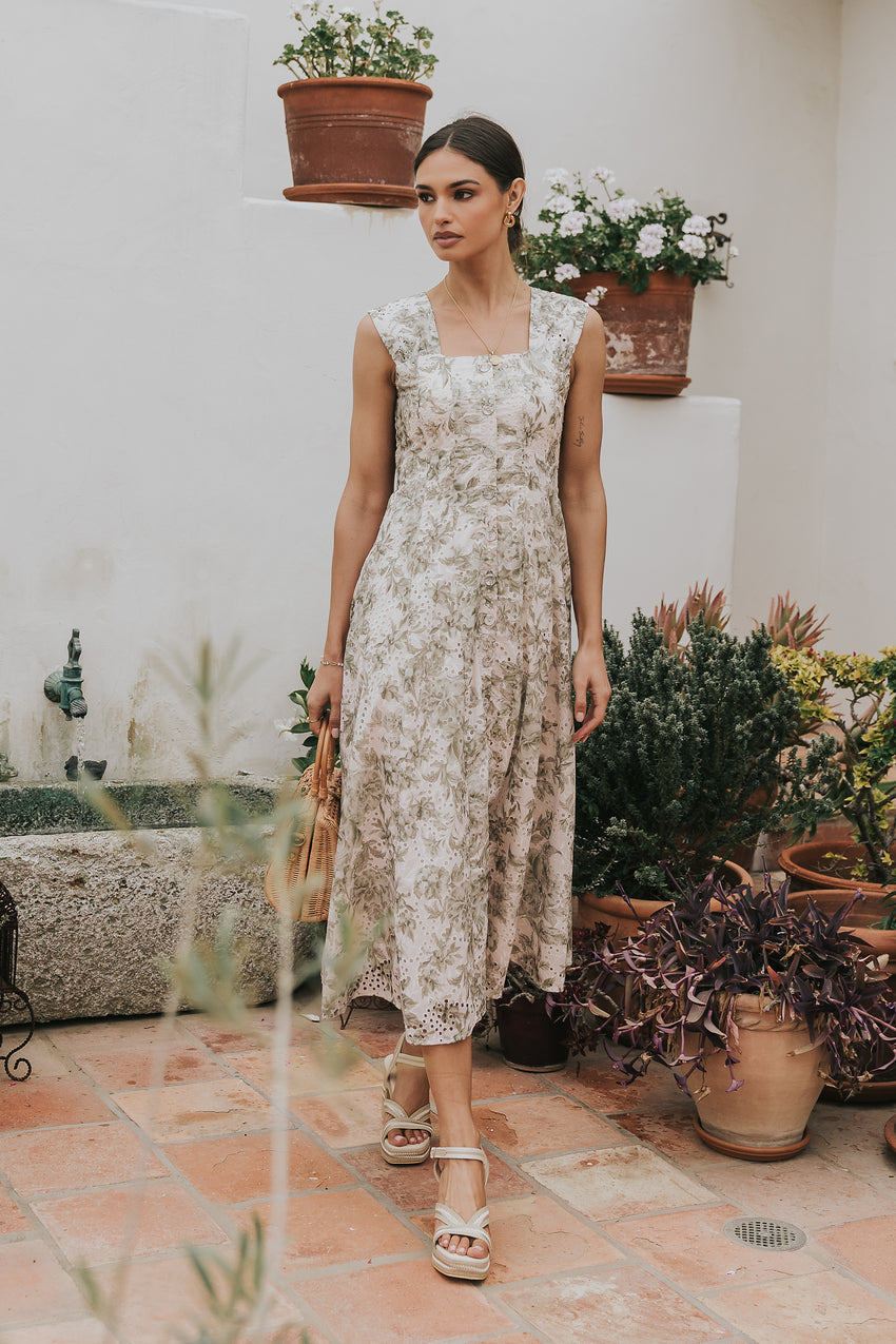 Cassie Embroidered Midi Dress - FINAL SALE