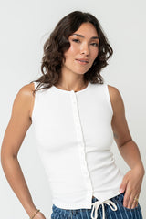 Lucas Button Up Tank Top in Ivory