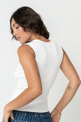 Lucas Button Up Tank Top in Ivory