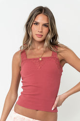 Saylor Ribbed Tank in Berry - FINAL SALE
