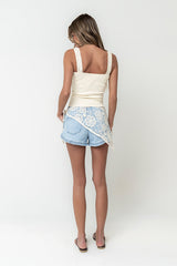 Joanna Denim Ruffle Shorts