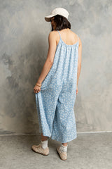 Brookelle Denim Floral Jumpsuit in Light Wash