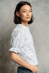 Cassidy Embroidered Button Up in Blue - FINAL SALE