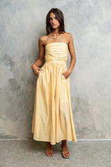 Kayleen Strapless Dress in Yellow - FINAL SALE