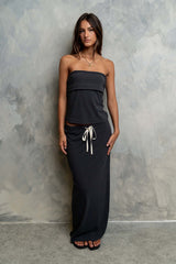 Marsha Fold Over Tube Top in Charcoal - FINAL SALE