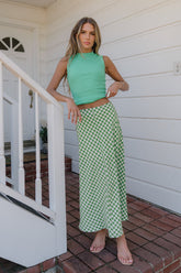 Posie Gingham Maxi Skirt in Green - FINAL SALE