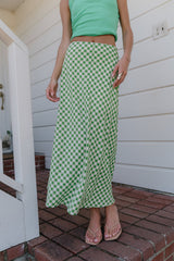 Posie Gingham Maxi Skirt in Green - FINAL SALE