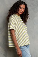 Lina Striped Tee in Light Green