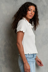 Velma Textured Button Up in Cream - FINAL SALE