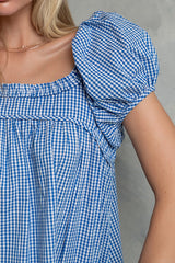 Evelyn Gingham Dress in Blue
