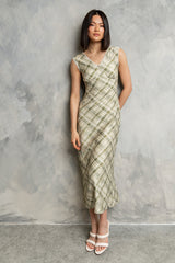 Yolanda Plaid Maxi Dress