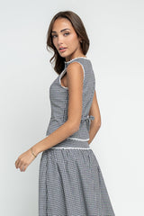 Kellie Gingham Tank in Black - FINAL SALE