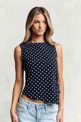 Mona Polka Dot Top in Navy - FINAL SALE