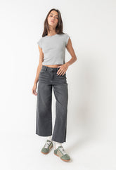 Colette Wide Leg Jeans in Faded Black