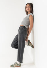 Colette Wide Leg Jeans in Faded Black