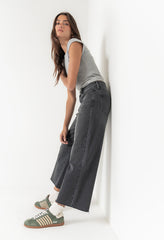 Colette Wide Leg Jeans in Faded Black