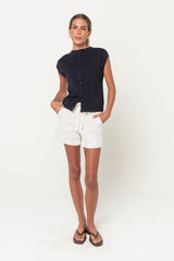 Cambria Sleeveless Cardigan in Navy