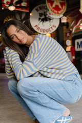 Miriam Striped Cardigan in Light Blue