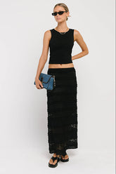 Lexie Lace Midi Skirt in Black