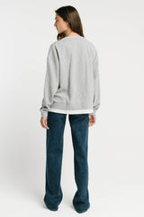 Ava Double Layer Crewneck in Heather Grey