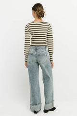 Waldorf Striped Top in Olive