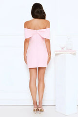 Exquisite Ease Off Shoulder Mini Dress Pink