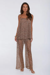 Romance Society Sequin Knit Set Tan