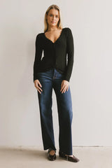 Logan Lace Trim Top in Black - FINAL SALE