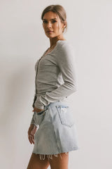 Logan Lace Trim Top in Grey - FINAL SALE