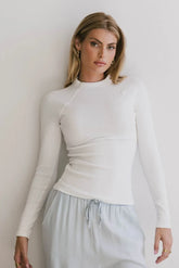 Amaya Mock Neck Top in Ivory - FINAL SALE