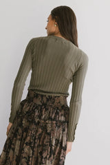 Lonnie Button Sleeve Sweater in Green - FINAL SALE