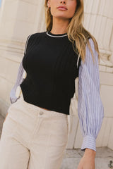 Montie Striped Sweater Top in Navy - FINAL SALE