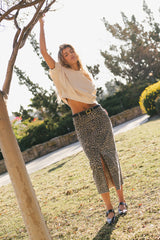 Lenny Leopard Denim Midi Skirt - FINAL SALE