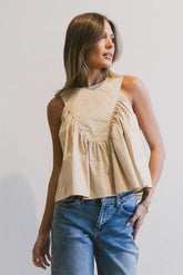 Anselle Swing Blouse in Taupe - FINAL SALE