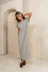 Esme Striped Maxi Dress in Black - FINAL SALE