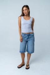 Mackie Lace Trim Tank in Blue - FINAL SALE