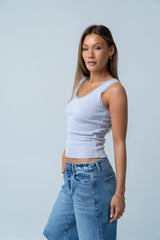 Mackie Lace Trim Tank in Blue - FINAL SALE