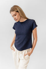 Selena Rolled Sleeve Shirt in Navy - FINAL SALE