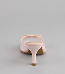 Dainty Drama Mesh Bow Kitten Mules