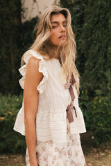 Kadie Tie Front Blouse in Mocha - FINAL SALE