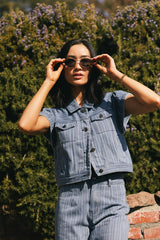 Jennie Denim Striped Button Up - FINAL SALE