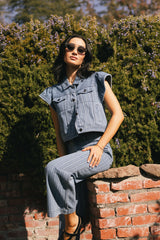 Jennie Denim Striped Button Up - FINAL SALE