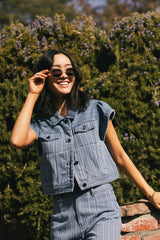 Jennie Denim Striped Button Up - FINAL SALE