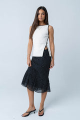 Gigi Polka Dot Midi Skirt in Black - FINAL SALE
