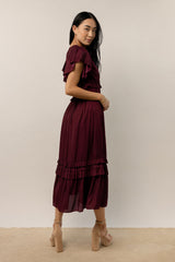 Willa Ruffle Dress in Burgundy - FINAL SALE