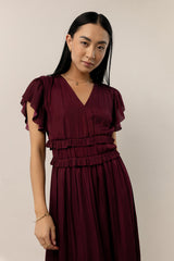 Willa Ruffle Dress in Burgundy - FINAL SALE