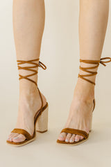 Bianca Lace Up Heels in Camel - FINAL SALE